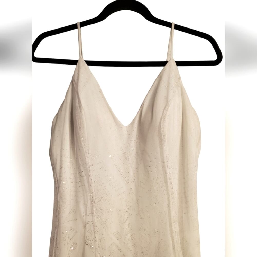 Jump Apparel White Silver Sparkle Maxi Formal Dress Size 6 - Picture 3 of 8
